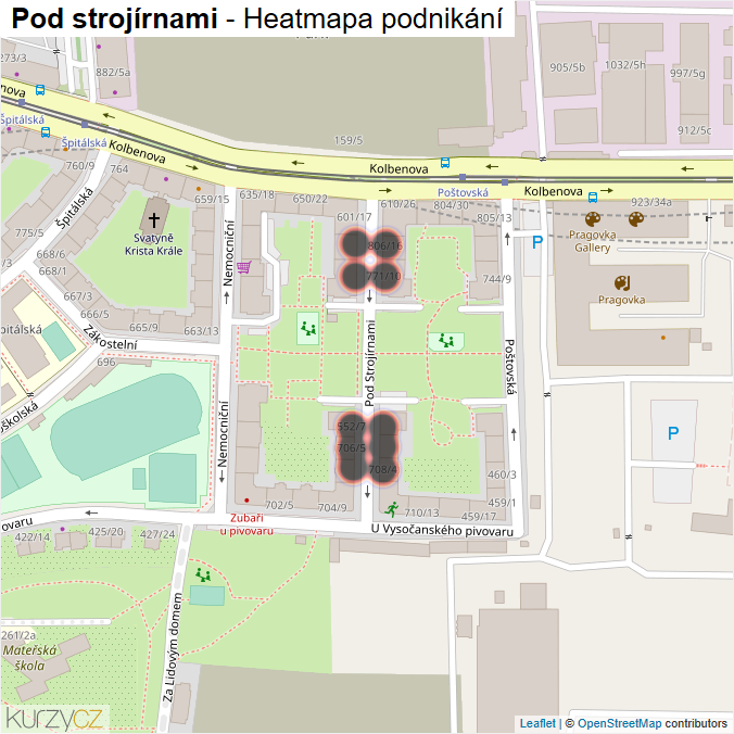 Mapa Pod strojírnami - Firmy v ulici.