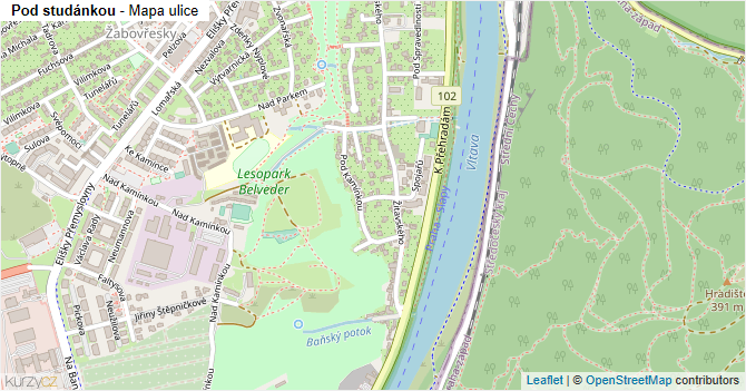 Pod studánkou - mapa ulice