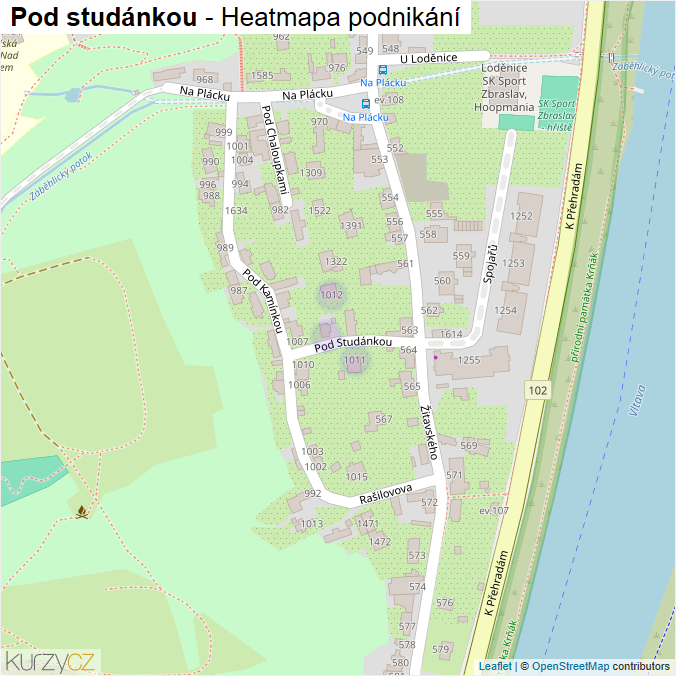 Mapa Pod studánkou - Firmy v ulici.