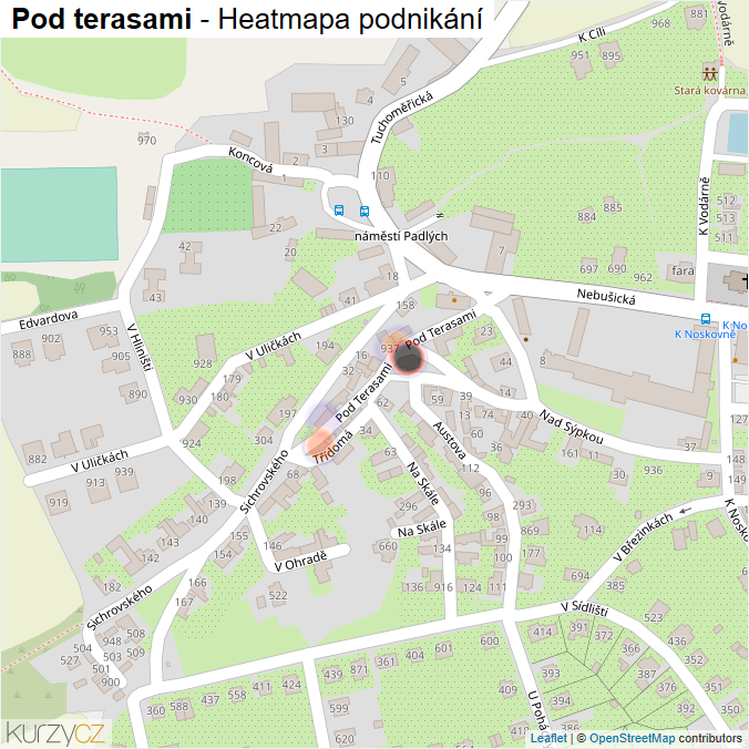 Mapa Pod terasami - Firmy v ulici.
