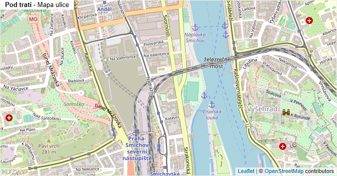 Pod tratí - mapa ulice
