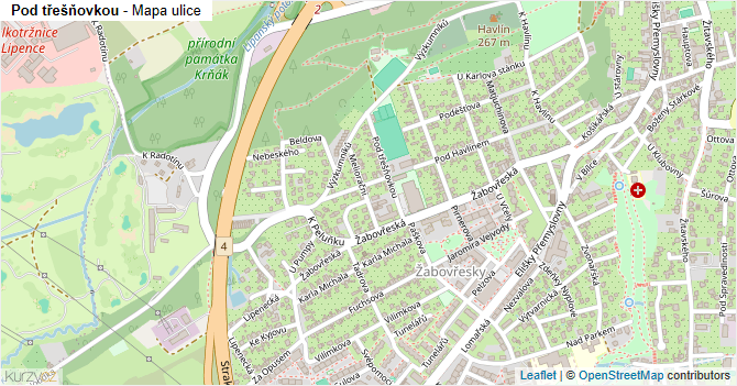 Pod třešňovkou - mapa ulice