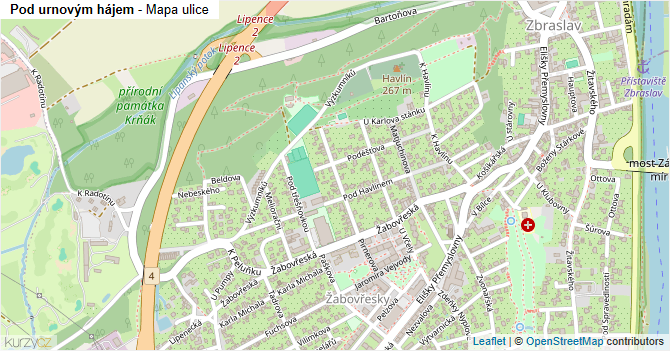 Pod urnovým hájem - mapa ulice