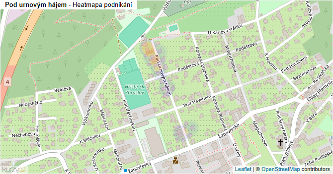 Pod urnovým hájem - mapa podnikání