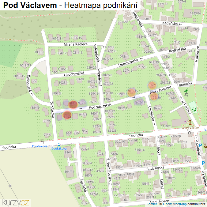 Mapa Pod Václavem - Firmy v ulici.