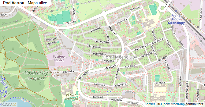 Pod Vartou - mapa ulice