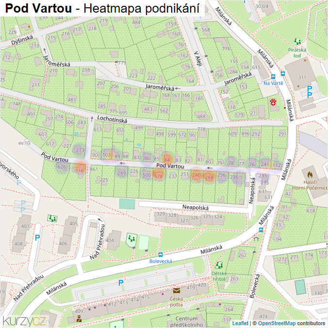 Mapa Pod Vartou - Firmy v ulici.