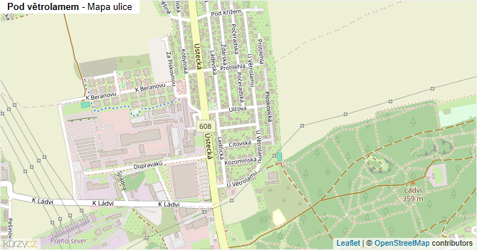 Pod větrolamem - mapa ulice