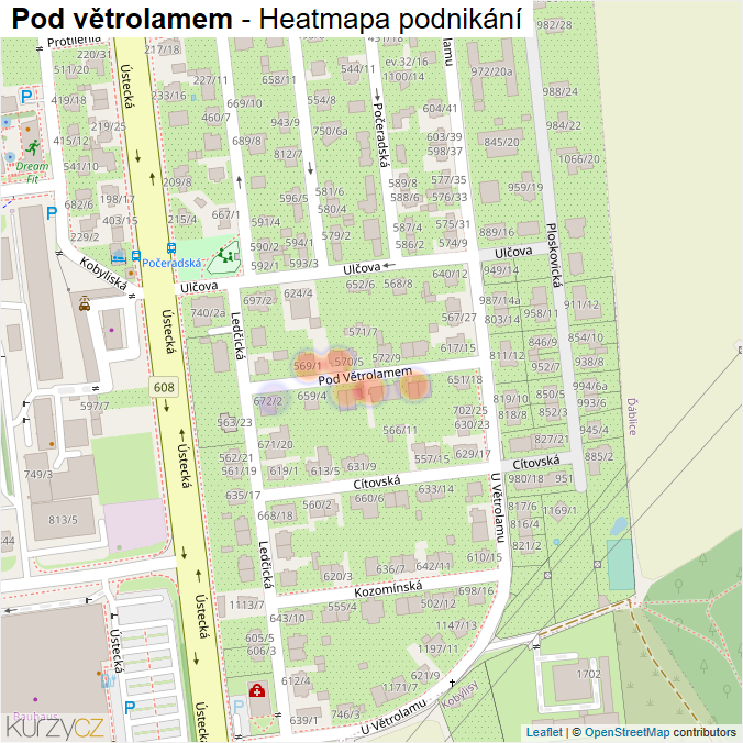Mapa Pod větrolamem - Firmy v ulici.