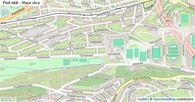 Pod věží - mapa ulice