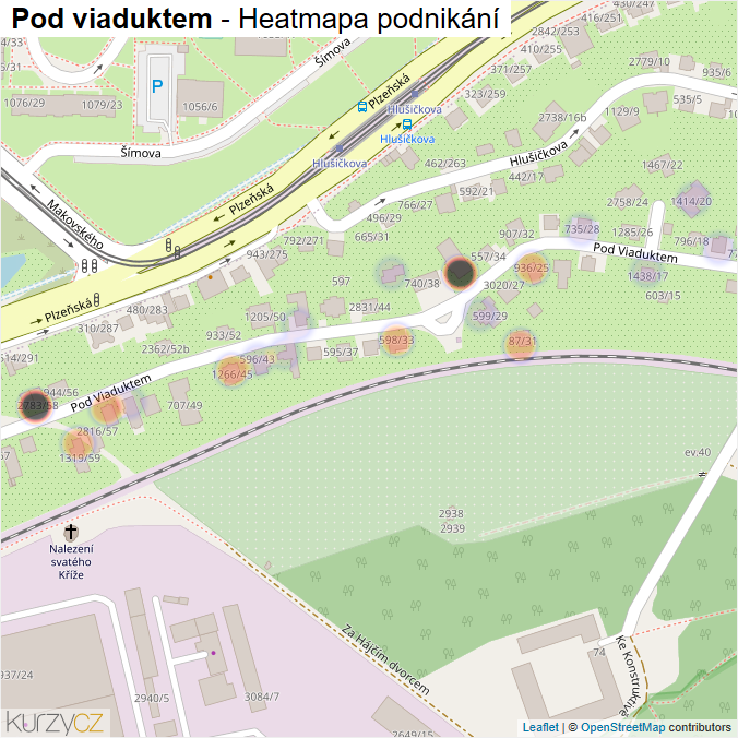 Mapa Pod viaduktem - Firmy v ulici.