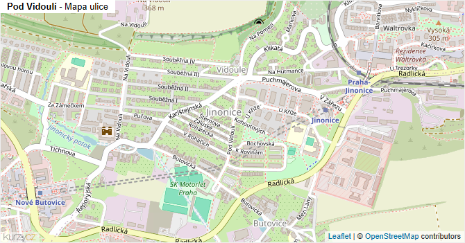 Pod Vidoulí - mapa ulice