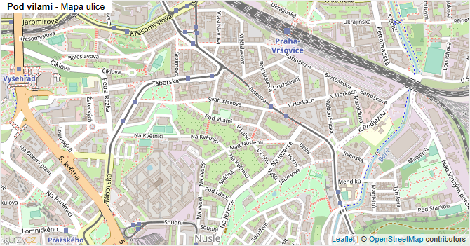 Pod vilami - mapa ulice