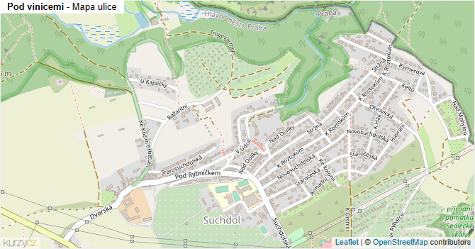 Pod vinicemi - mapa ulice
