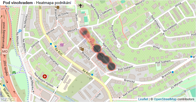 Pod vinohradem - mapa podnikání