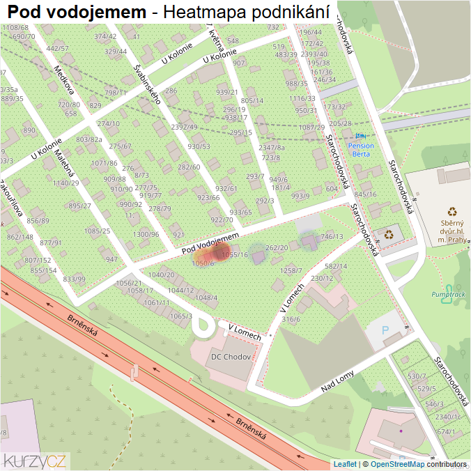 Mapa Pod vodojemem - Firmy v ulici.