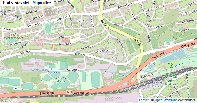 Pod vrstevnicí - mapa ulice