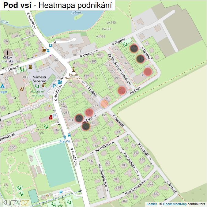 Mapa Pod vsí - Firmy v ulici.