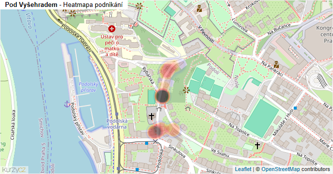 Pod Vyšehradem - mapa podnikání