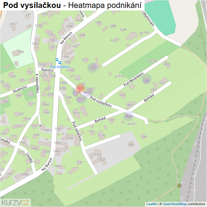 Mapa Pod vysílačkou - Firmy v ulici.