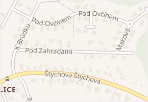 Pod zahradami v obci Praha - mapa ulice