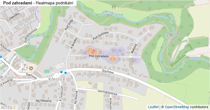 Pod zahradami - mapa podnikání