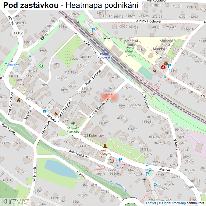 Mapa Pod zastávkou - Firmy v ulici.