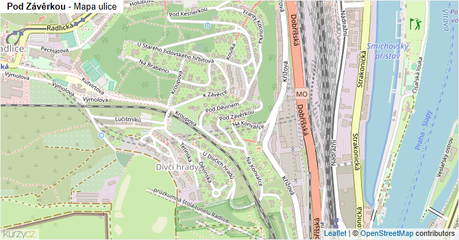 Pod Závěrkou - mapa ulice