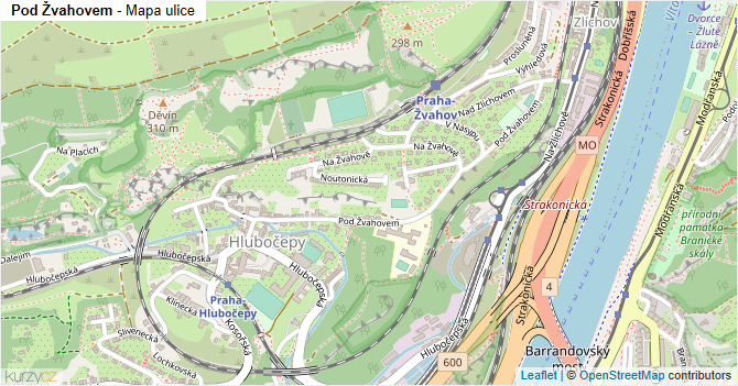 Pod Žvahovem - mapa ulice
