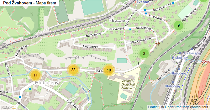 Pod Žvahovem - mapa firem