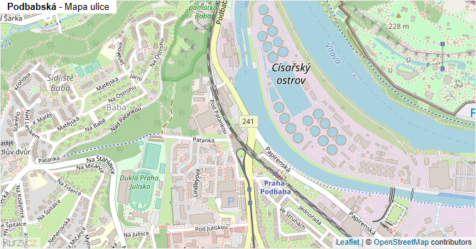 Podbabská - mapa ulice