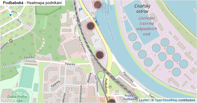 Podbabská - mapa podnikání
