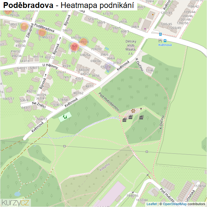 Mapa Poděbradova - Firmy v ulici.