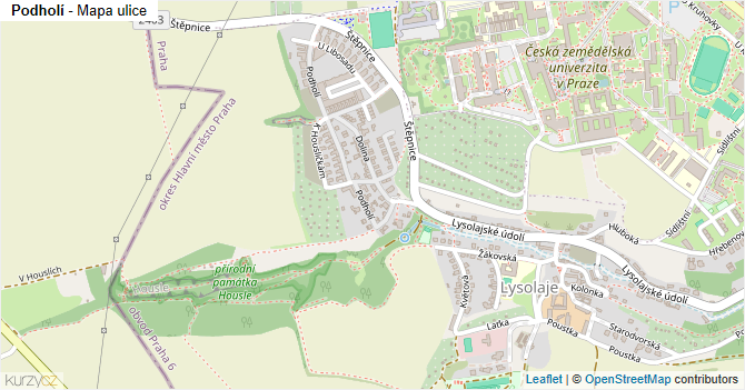 Podholí - mapa ulice