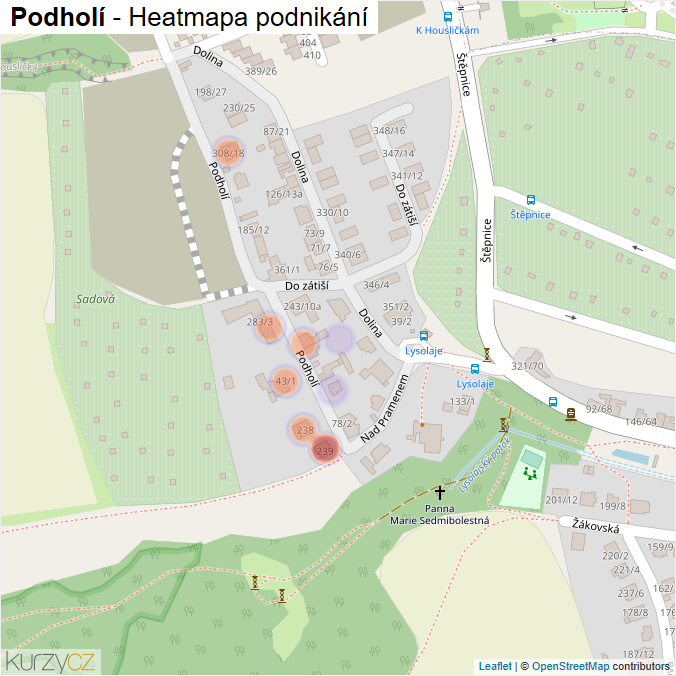 Mapa Podholí - Firmy v ulici.