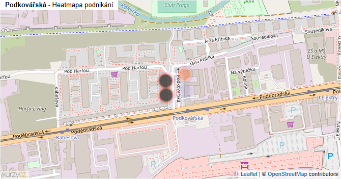 Podkovářská - mapa podnikání