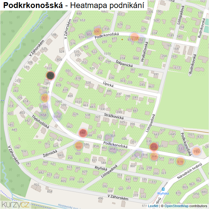 Mapa Podkrkonošská - Firmy v ulici.