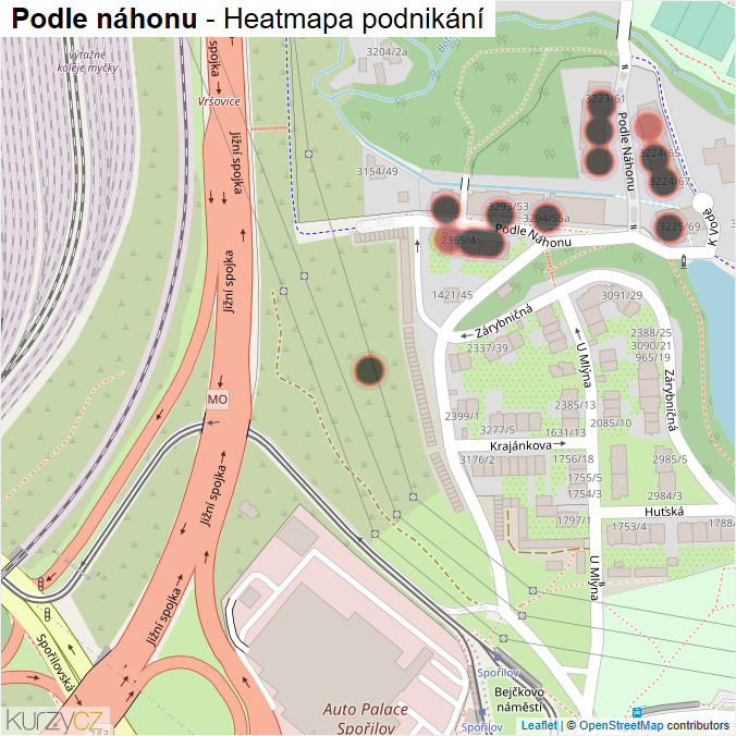 Mapa Podle náhonu - Firmy v ulici.