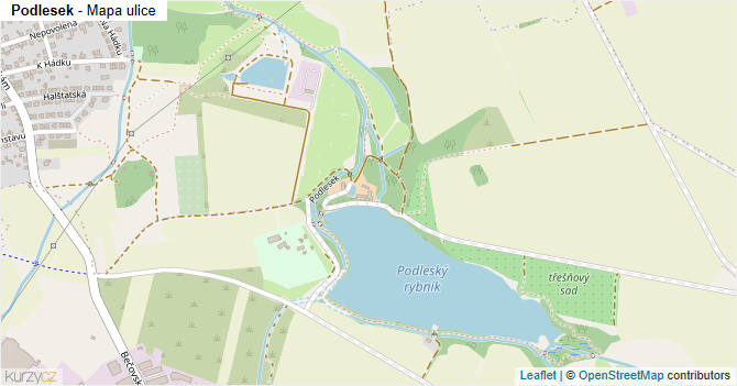 Podlesek - mapa ulice