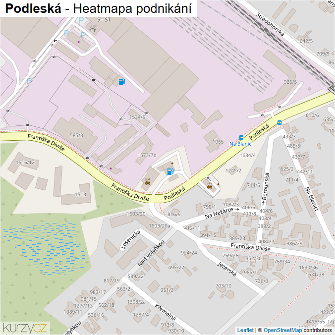 Mapa Podleská - Firmy v ulici.
