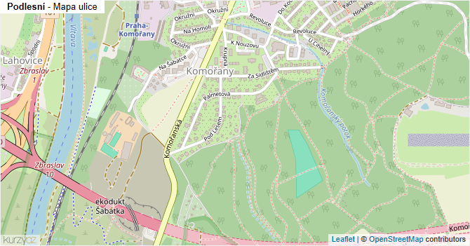 Podlesní - mapa ulice