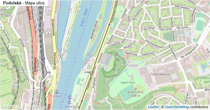 Podolská - mapa ulice
