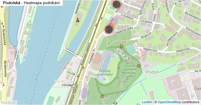 Podolská - mapa podnikání