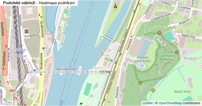 Podolské nábřeží - mapa podnikání