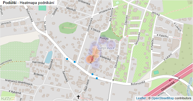Podůlší - mapa podnikání
