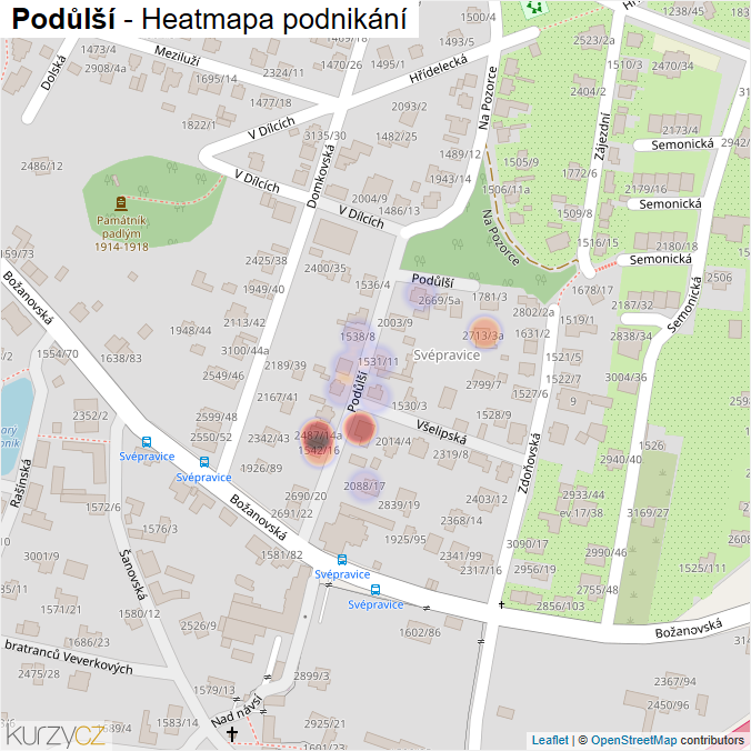 Mapa Podůlší - Firmy v ulici.