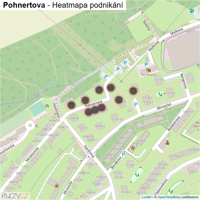 Mapa Pohnertova - Firmy v ulici.
