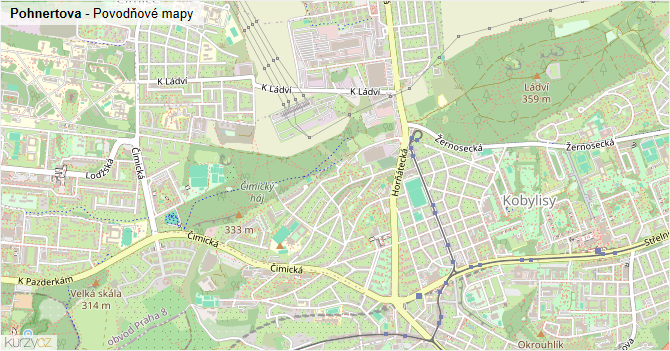 Pohnertova - záplavové mapy stoleté vody