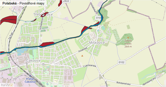 Polabská - záplavové mapy stoleté vody