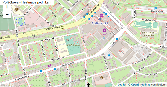 Poláčkova - mapa podnikání
